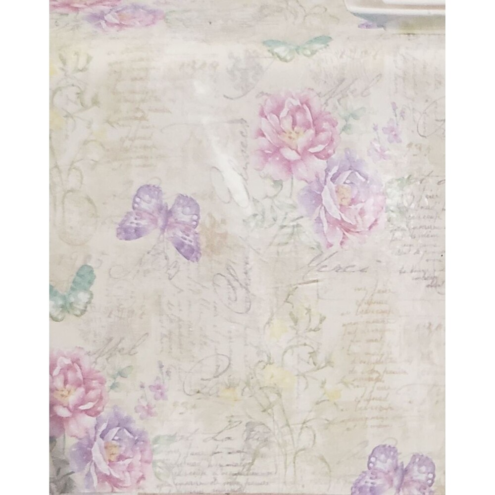 Printed Fabric Tablecloth,60"x84" Oblong, BUTTERFLIES & POST, DELANEY GARDEN, NB